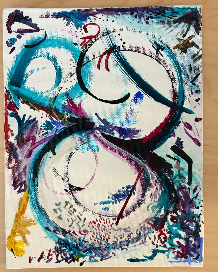 abstract acrylic painting on canvas panel